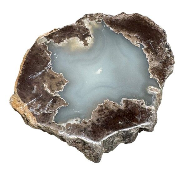 Natural Agate Geode Slice With Polished Center & Rough Edges 4x3x2" brown READ - Picture 1 of 11